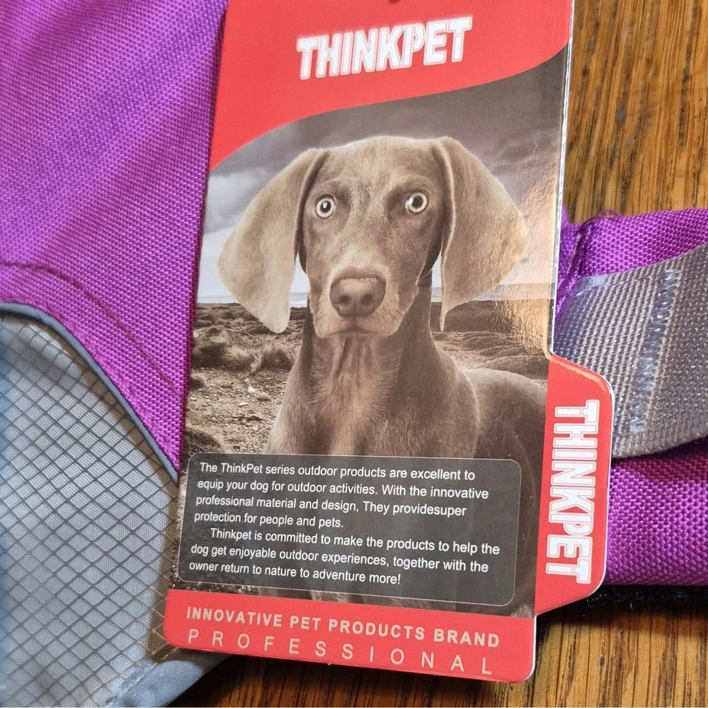 ThinkPet Adjustable Padded Reflective vest Dog Harness Purple Gray L